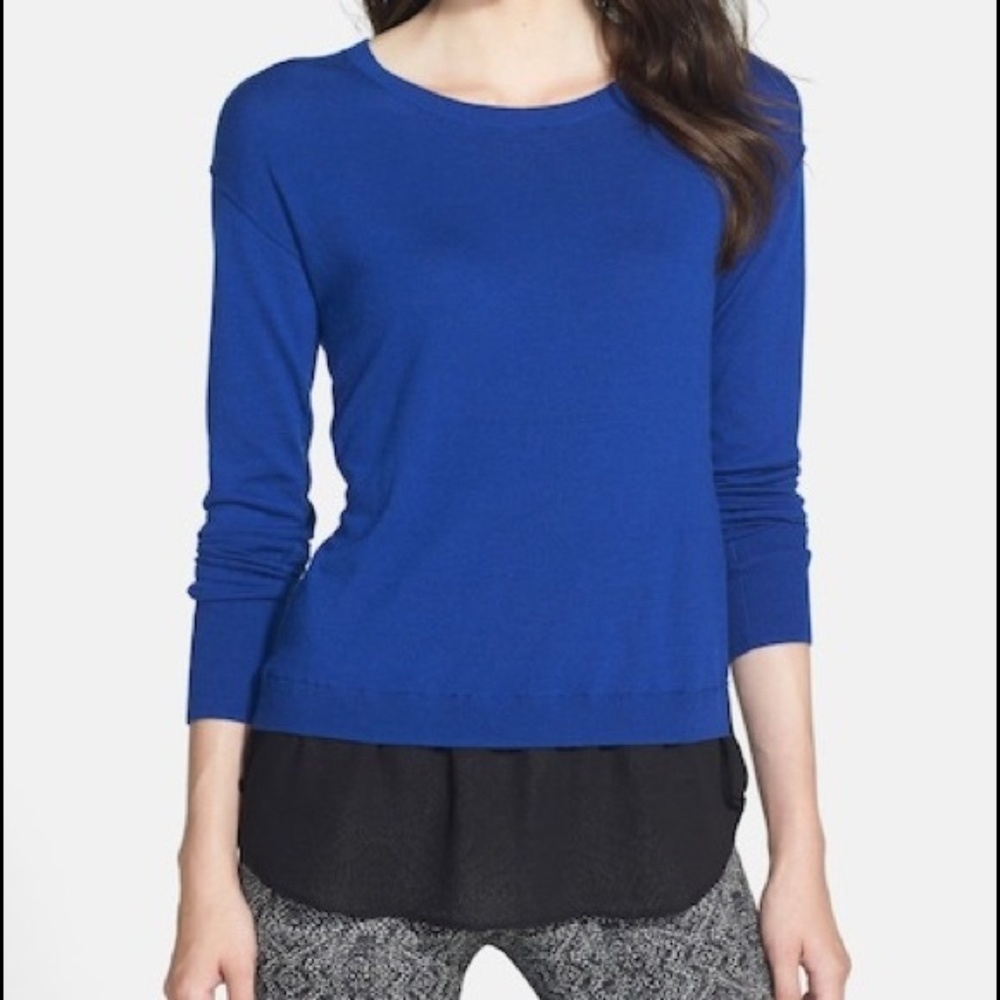 Halogen Woven Hem Layered Look Sweater XS
